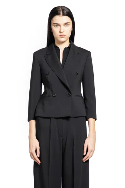 Max Mara Wollen Cloth Cropped Blazer In Black