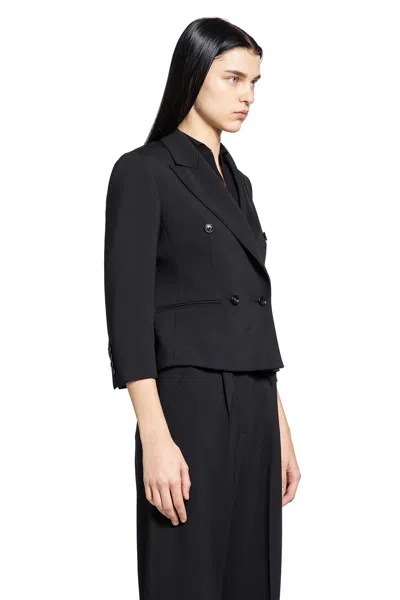 Max Mara Wollen Cloth Cropped Blazer In Black