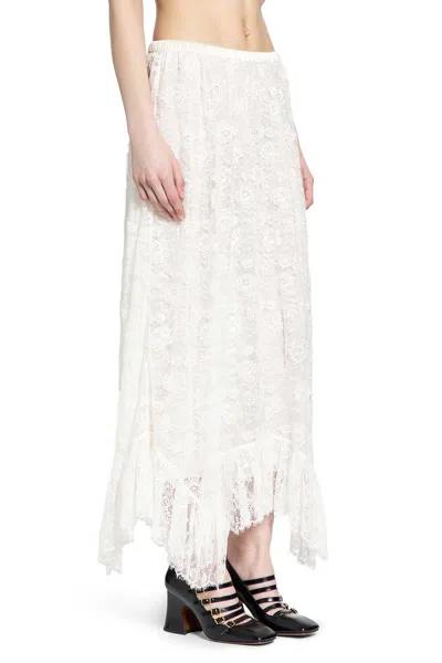 Chloé Ruffled Midi Skirt In Floral Silk Jacquard In White