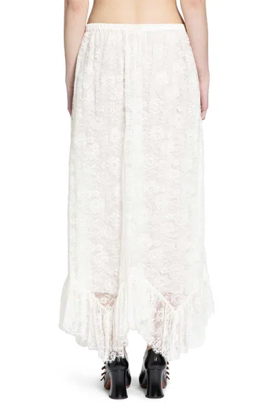 Chloé Ruffled Midi Skirt In Floral Silk Jacquard In White