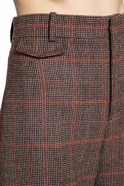Chloé High-rise Flared Trousers In Wool Check In Brown