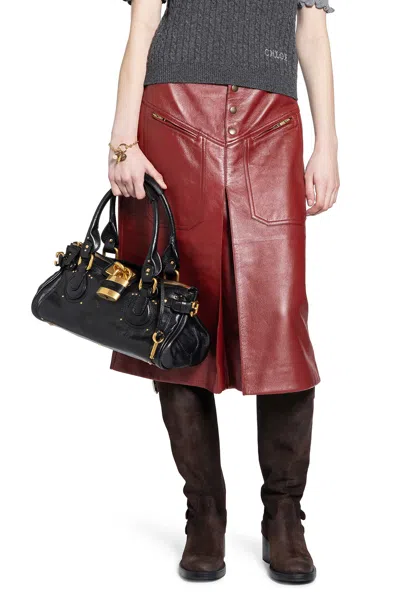 Chloé Knee-length Skirt In Leather In Red