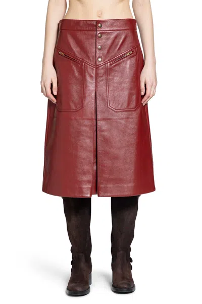 Chloé Knee-length Skirt In Leather In Red