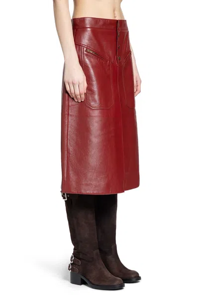 Chloé Knee-length Skirt In Leather In Red