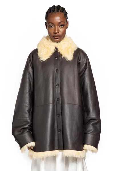Acne Studios Shearling Jacket In Brown