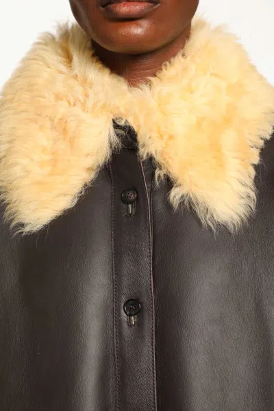 Acne Studios Shearling Jacket In Brown