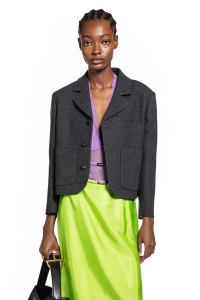 Gucci Cropped Wool Blazer In Gray