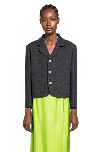 Gucci Cropped Wool Blazer In Gray