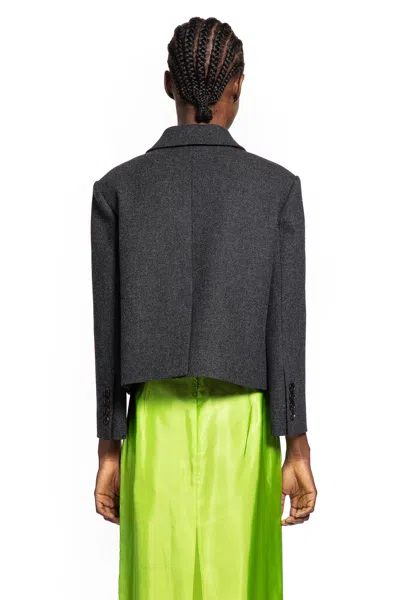 Gucci Cropped Wool Blazer In Gray