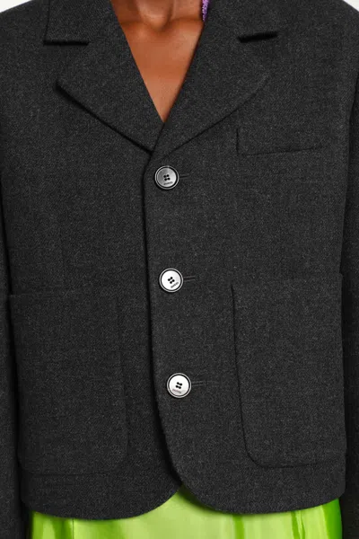 Gucci Cropped Wool Blazer In Gray