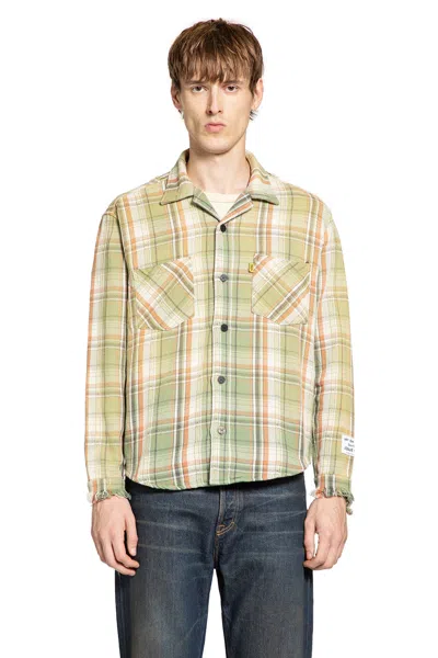 Gallery Dept. Mens Light Green Marley Plaid-print Cotton Flannel Shirt In Multi