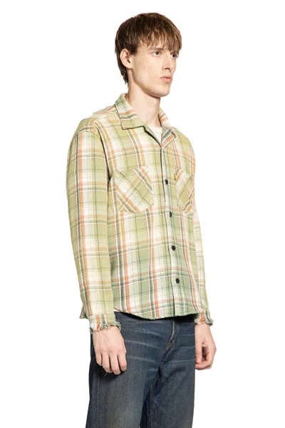Gallery Dept. Mens Light Green Marley Plaid-print Cotton Flannel Shirt In Multi