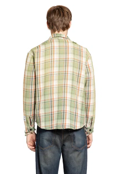 Gallery Dept. Mens Light Green Marley Plaid-print Cotton Flannel Shirt In Multi