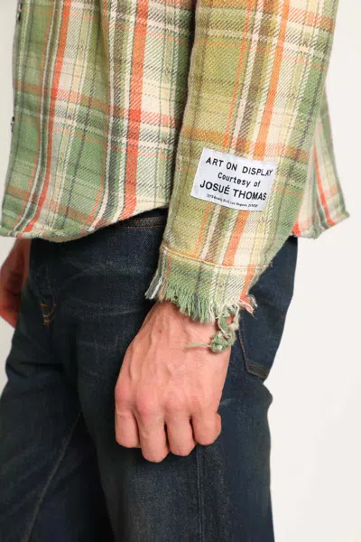 Gallery Dept. Mens Light Green Marley Plaid-print Cotton Flannel Shirt In Multi