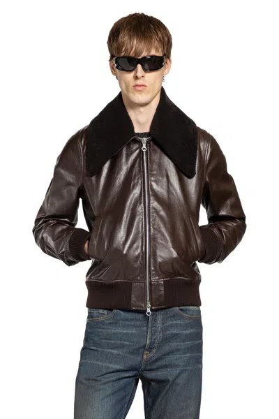 Our Legacy Pharos Wool-blend Trimmed Leather Bomber Jacket In Multi