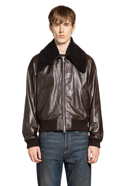 Our Legacy Pharos Wool-blend Trimmed Leather Bomber Jacket In Multi