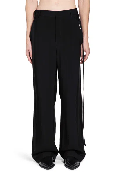 Ann Demeulemeester Cyrus Cady Satin Wide Leg Trousers In Black