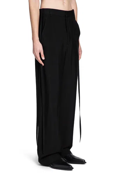 Ann Demeulemeester Cyrus Cady Satin Wide Leg Trousers In Black