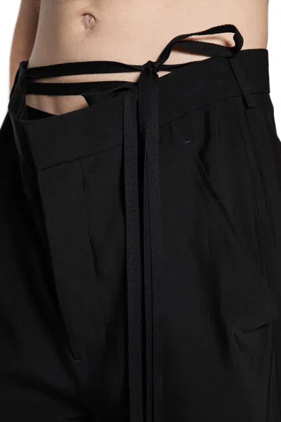 Ann Demeulemeester Cyrus Cady Satin Wide Leg Trousers In Black