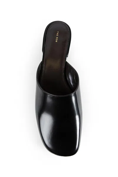 The Row Penelope Leather Mules In Black