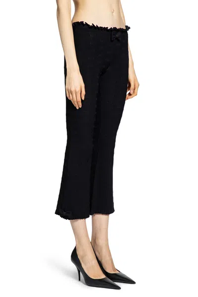 Balenciaga Flared Capri Pants In Girly Goth Knit In Black