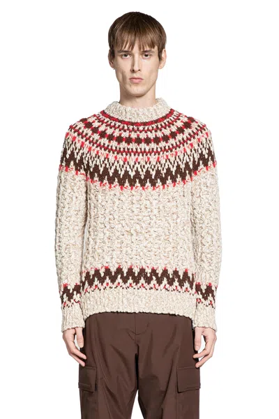 Moncler Jacquard Wool Blend Sweater With Geometric Pattern In Multi