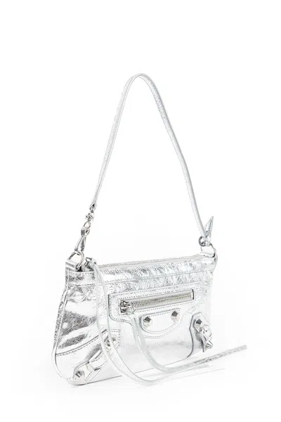 Balenciaga Le City Pouch On Strap In Silver