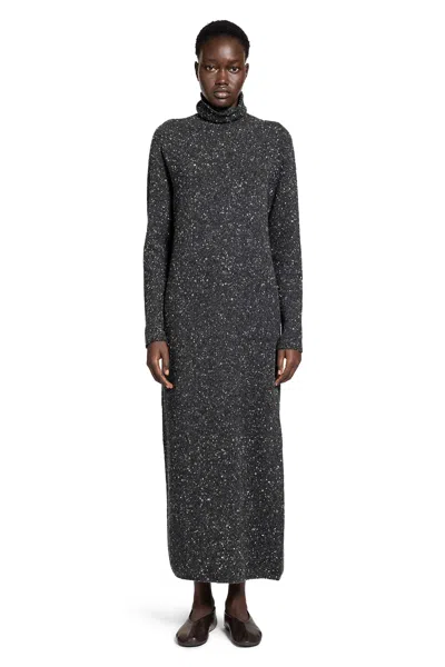 The Row Melani Speckled Cashmere Midi Jumper Dress In Gray
