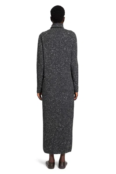 The Row Melani Speckled Cashmere Midi Jumper Dress In Gray