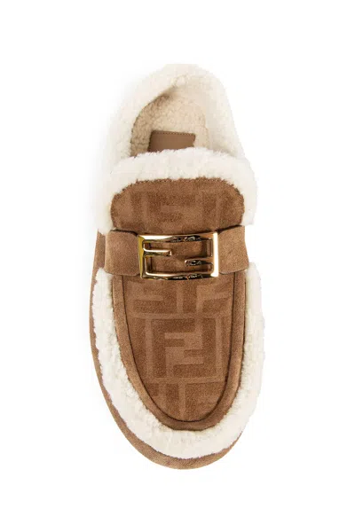Fendi Ff Suede Mule Loafers In Multi