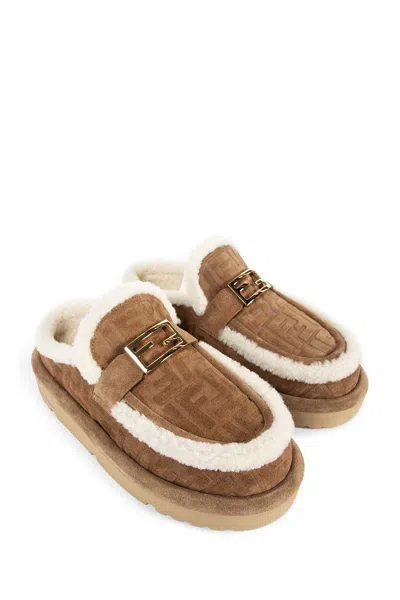 Fendi Ff Suede Mule Loafers In Multi
