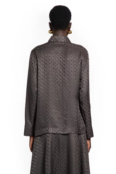 Fendi Wrap Silhouette Long-sleeved Shirt Size 38 In Brown