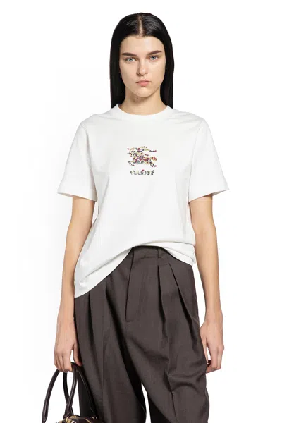 Burberry Floral Equestrian Knight T-shirt In White