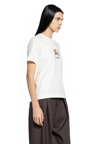 Burberry Floral Equestrian Knight T-shirt In White