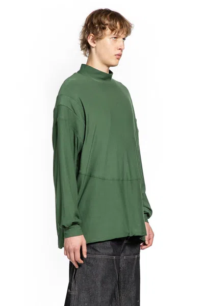 Bryan Jimene`z Padded Shoulder Long Sleeve Top In Green