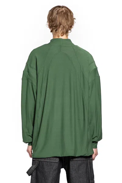Bryan Jimene`z Padded Shoulder Long Sleeve Top In Green