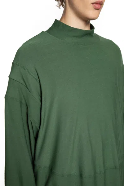 Bryan Jimene`z Padded Shoulder Long Sleeve Top In Green