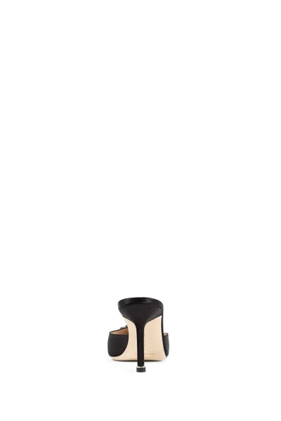 Manolo Blahnik Hangimisu Satin Buckle Mules In Black