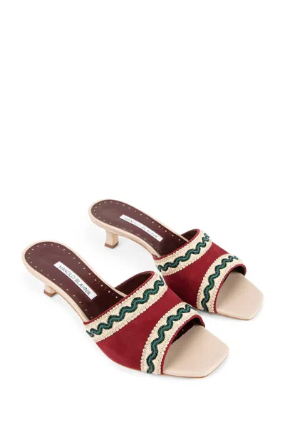 Manolo Blahnik 50mm Marebis Embroidered Kid Suede Mule Sandals In Multi