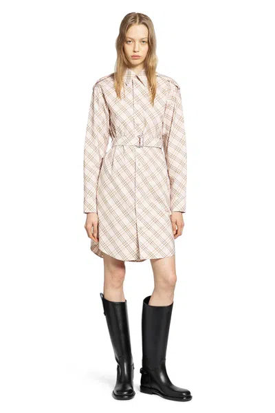 Burberry Check Cotton Poplin Shirt Dress In Pink