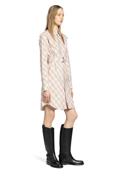 Burberry Check Cotton Poplin Shirt Dress In Pink