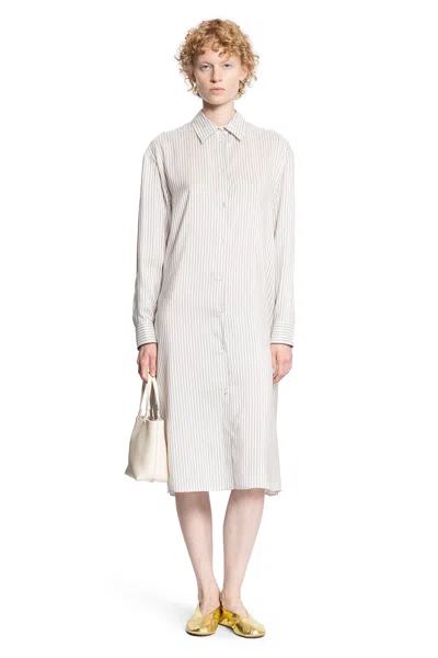 The Row Chihiro Shirt Dress In Silk In Gray