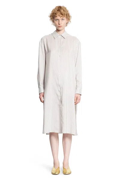 The Row Chihiro Shirt Dress In Silk In Gray