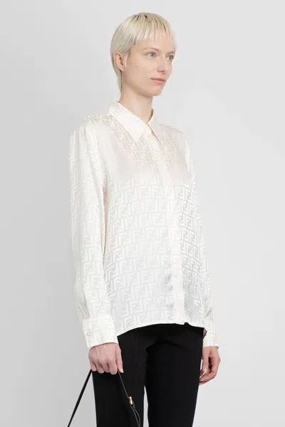 Fendi Ff Silk Oversized Shirt Clothing In White