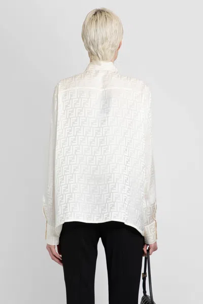 Fendi Ff Silk Oversized Shirt Clothing In White