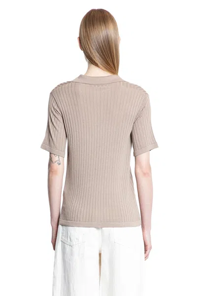 The Row Kaiomi Polo Top In Silk And Viscose In Brown