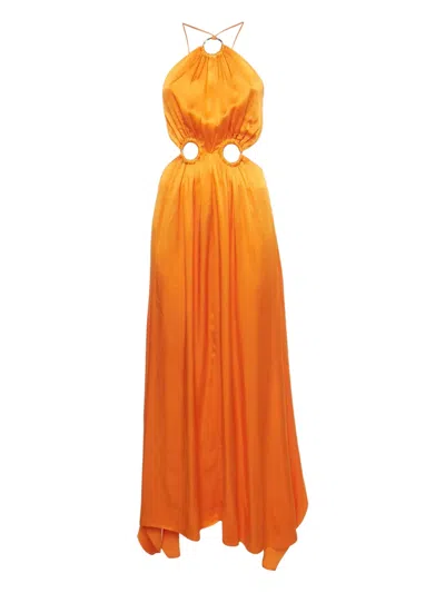 Pre-owned Elliatt Ring Asymmetric Maxi Dress In Orange
