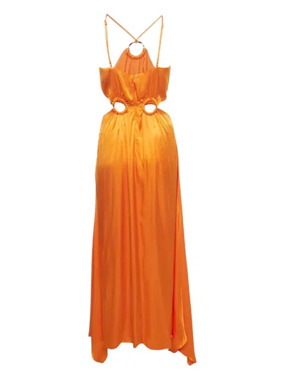 Pre-owned Elliatt Ring Asymmetric Maxi Dress In Orange