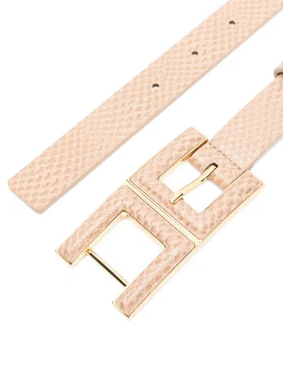 Elisabetta Franchi Embossed-effect Buckled Belt In Neutral