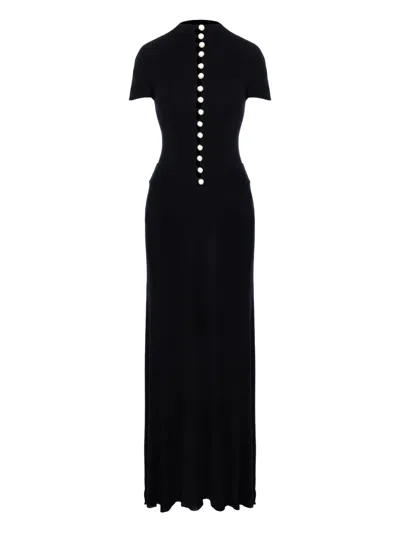 Manurí Mia Pearl-embellished Maxi Dress In Black